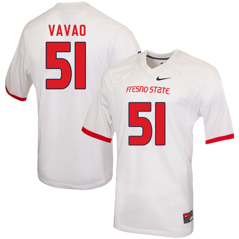 Men #51 Mose Vavao Fresno State Bulldogs College Football Jerseys Sale-White - Click Image to Close